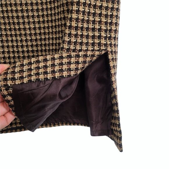 Pursuits Caramel Brown Tweed Fine Italian Fabric Pencil Wool Blend Skirt - Picture 3 of 5